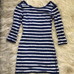 Express white and blue stripped dress
